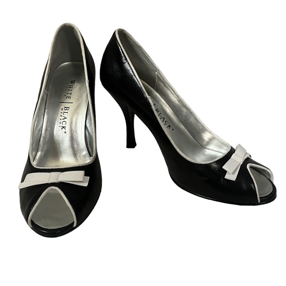 White House Black Market Shoes - WHBM Black and White Peep-toe Heels Size 8.5